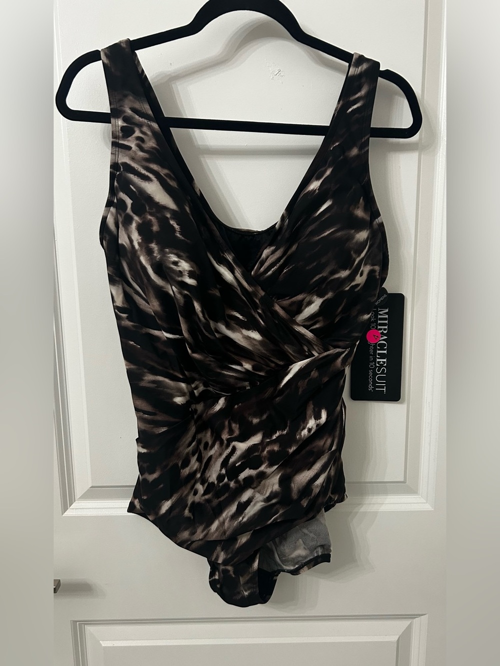 Miraclesuit Brown & Cream Abstract Wrap-Front Bodysuit